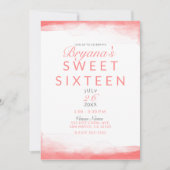 Heet Koraal Helder Aquarel Modern Chic Zoete 16 Kaart (Voorkant)