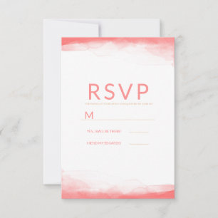 Heet Koraal Helder Waterverf Modern Trouw RSVP Kaartje