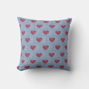 Heet liefje roze roze blauwe faux Fuzzy design Kussen