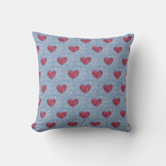 Heet liefje roze roze blauwe faux Fuzzy design Kussen (Voorkant)