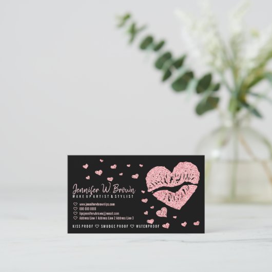 Heet Lips Roos Gold Glitter Gloss Lipstick Brand Visitekaartje (Staand voorkant)