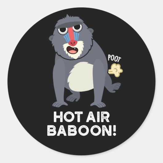Heet Lucht Baviaan Grappige Furzende Aap Stomme Pu Ronde Sticker (Voorkant)
