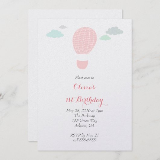 Heet luchtballon - Aankondiging van een feest (Voorkant / Achterkant)