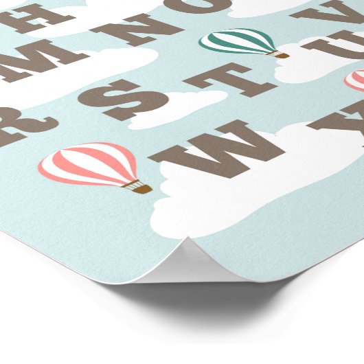 Heet-luchtballon Alphabet Nursery Wall Art Afdrukk Poster (Hoek)