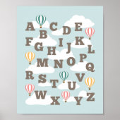 Heet-luchtballon Alphabet Nursery Wall Art Afdrukk Poster (Voorkant)