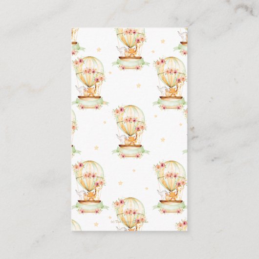 Heet luchtballon Baby Dieren Shower Breng Boek E Informatiekaartje (Achterkant)