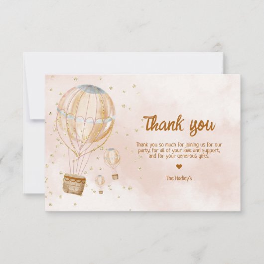 Heet Luchtballon Baby Shower Bedankkaart (Voorkant)