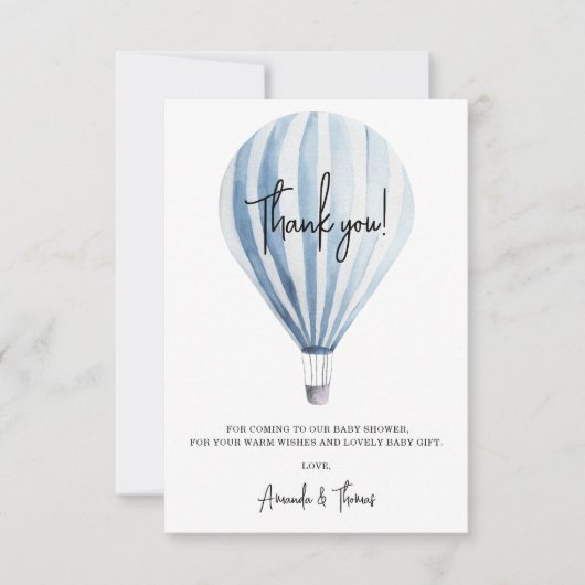 Heet luchtballon baby shower bedankkaart (Voorkant)
