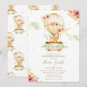 Heet Luchtballon Baby shower Dieren Geslacht Kaart (Voorkant / Achterkant)