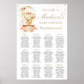 Heet-luchtballon Baby shower Dieren Zitdiagram Poster (Voorkant)