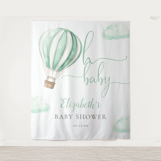 Heet Luchtballon Baby Shower Fotobackdrop Wandkleed (Voorkant)