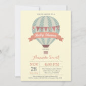 Heet-luchtballon Baby shower Invitation Yellow Kaart (Voorkant)