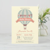 Heet-luchtballon Baby shower Invitation Yellow Kaart (Staand voorkant)