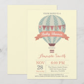 Heet-luchtballon Baby shower Invitation Yellow Kaart (Voorkant / Achterkant)