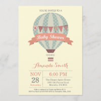 Heet-luchtballon Baby shower Invitation Yellow