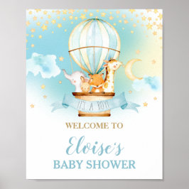 Heet luchtballon Baby shower Oerwouden Welkom Poster