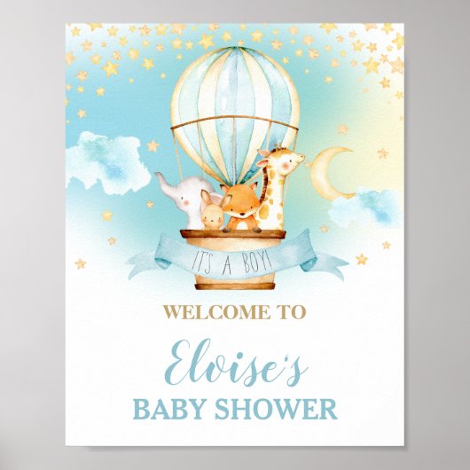 Heet luchtballon Baby shower Oerwouden Welkom Poster (Voorkant)