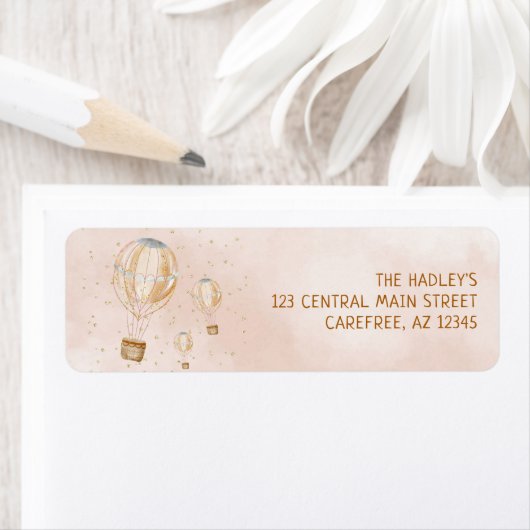 Heet Luchtballon Baby Shower Retouradres Label (Insitu)