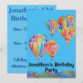 Heet luchtballon - Birthday Childs boys - uitnodig Kaart (Voorkant / Achterkant)