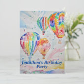 Heet luchtballon - Birthday Childs boys - uitnodig Kaart (Staand voorkant)