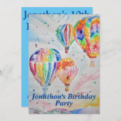 Heet luchtballon - Birthday Childs boys - uitnodig Kaart (Voorkant / Achterkant)