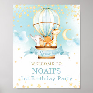 Heet luchtballon Birthday Oerwoud Animals Welkom Poster