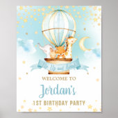 Heet luchtballon Birthday Oerwoud Animals Welkom Poster (Voorkant)