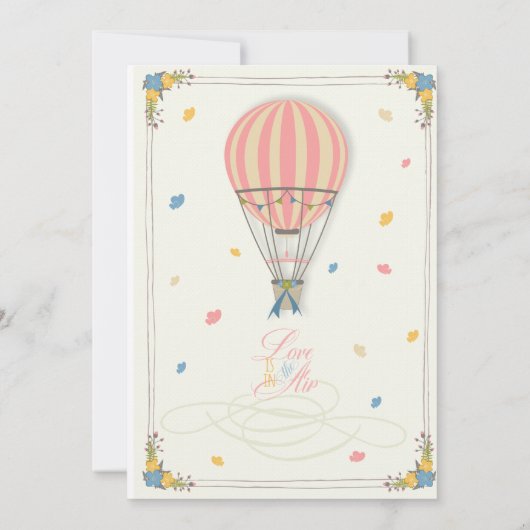 Heet luchtballon Bridal Shower Invitation. Kaart (Achterkant)