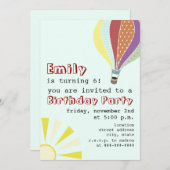 Heet luchtballon en Sun Birthday Party Invitation Kaart (Voorkant / Achterkant)
