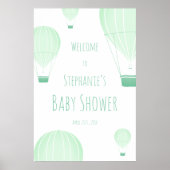 Heet luchtballon Groen Baby shower Welkom Poster (Voorkant)