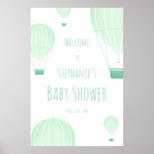 Heet luchtballon Groen Baby shower Welkom