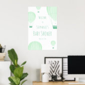 Heet luchtballon Groen Baby shower Welkom Poster (Thuiskantoor)