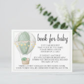 Heet-luchtballon, groene baby shower omhullingskaa RSVP kaartje (Staand voorkant)