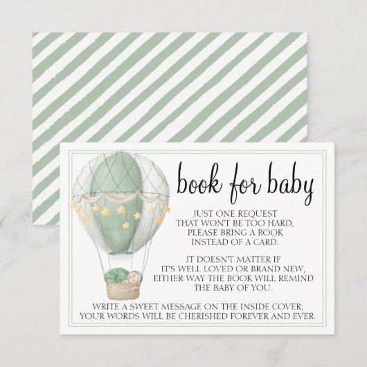 Heet-luchtballon, groene baby shower omhullingskaa RSVP kaartje (Voorkant / Achterkant)