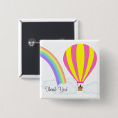 Heet Luchtballon Knop - Witte Achtergrond Vierkante Button 5,1 Cm (Voorkant /achterkant)