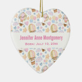 Heet luchtballon Kute Waterverf Pattern Baby Birth Keramisch Ornament (Rechts)