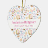 Heet luchtballon Kute Waterverf Pattern Baby Birth Keramisch Ornament (Links)