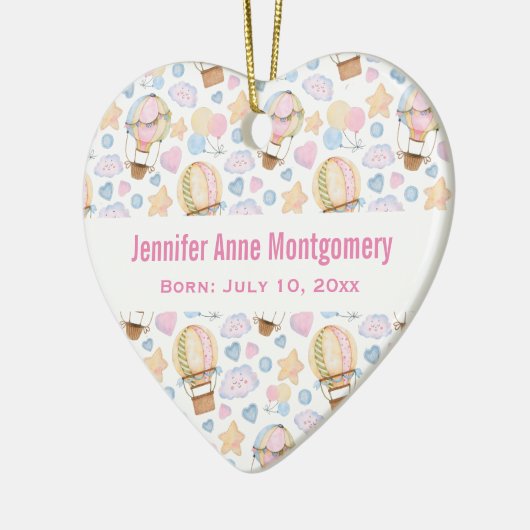 Heet luchtballon Kute Waterverf Pattern Baby Birth Keramisch Ornament (Links)