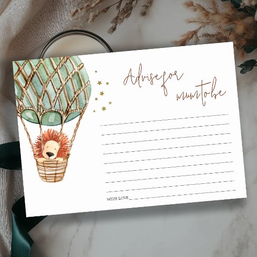 Heet luchtballon Lion Adviseur voor Baby shower Informatiekaartje