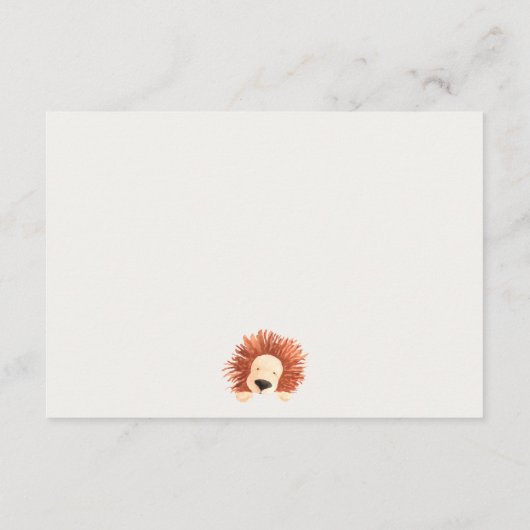 Heet luchtballon Lion Adviseur voor Baby shower Informatiekaartje (Achterkant)