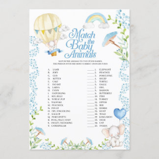 Heet Luchtballon Match De Baby Dieren Spel Kaart