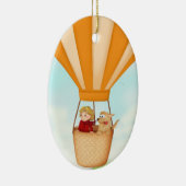 Heet luchtballon, meisje- en hondenversiering keramisch ornament (Rechts)