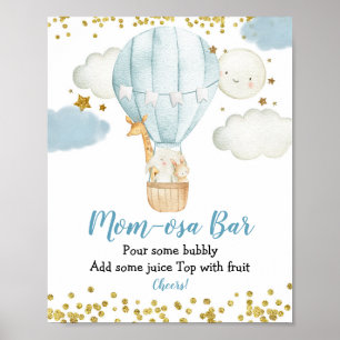 Heet luchtballon oerwoud Girl Momosa Bar Sign. Poster