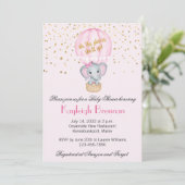 Heet Luchtballon Olifant Meisje Baby Shower Kaart (Staand voorkant)