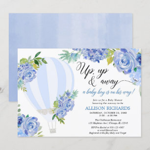 Heet-luchtballon omhoog en weg jongen baby shower kaart