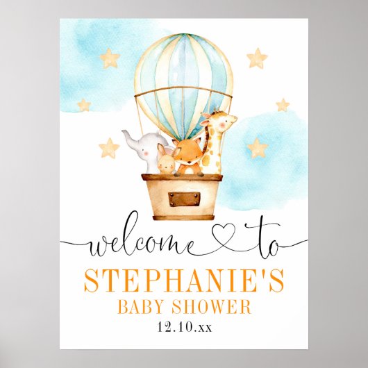 Heet luchtballon omhoog en weg Welkomstbord Poster