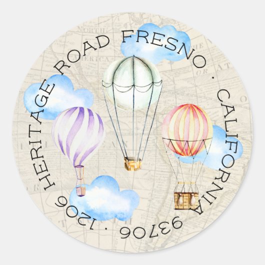 Heet Luchtballon Retouradres Ronde Sticker (Voorkant)