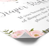 Heet luchtballon Silver Pink Floral Diaper Raffle Poster (Hoek)