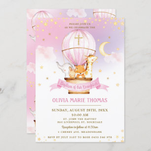 Heet luchtballon Stomme dieren Baptisme Christenin Kaart