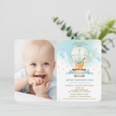 Heet luchtballon Stomme dieren Baptisme Christenin Kaart (Staand voorkant)